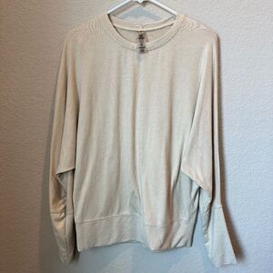Mono B Cream Super Soft Bat Wing Crew Neck Lightweight Sweatshirt - Size M EUC